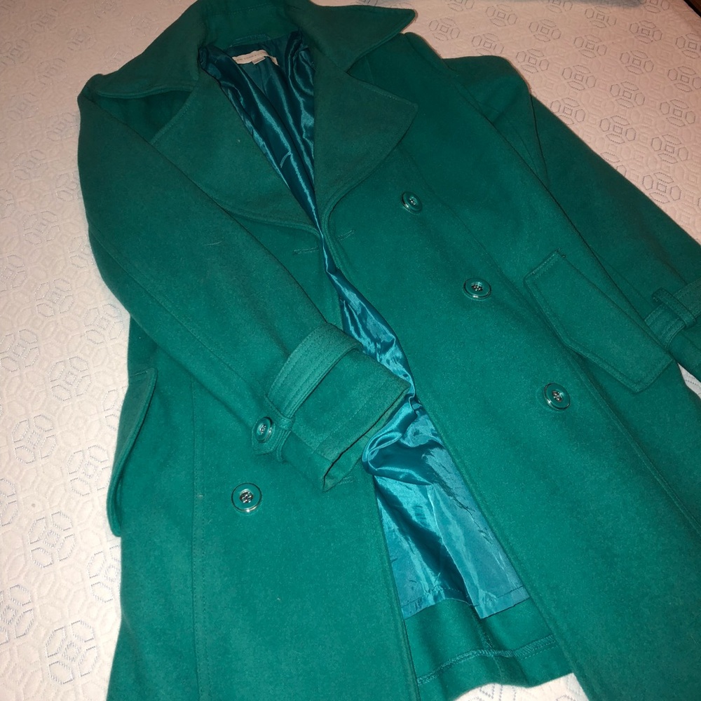 New York & Co teal trench coat